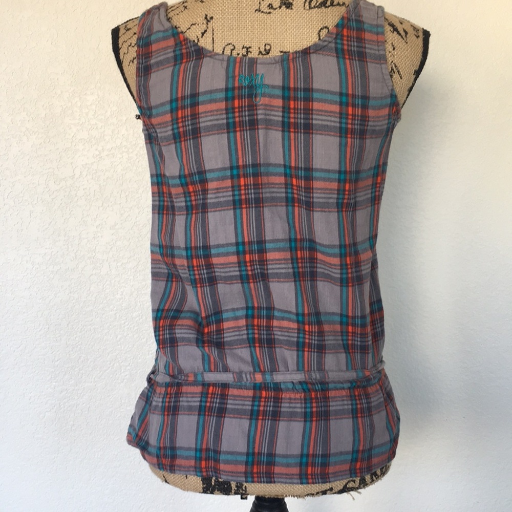Roxy grey plaid cute tank top size small - Picture 5 of 6